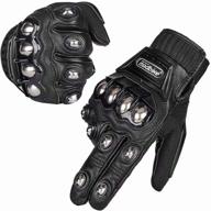 🧤 ilm alloy steel leather hard knuckle touchscreen gloves: ultimate protection for motorcycle racing & powersports (m, (leather) black) logo