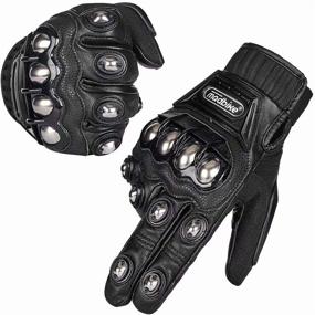 img 4 attached to 🧤 ILM Alloy Steel Leather Hard Knuckle Touchscreen Gloves: Ultimate Protection for Motorcycle Racing & Powersports (M, (Leather) Black)