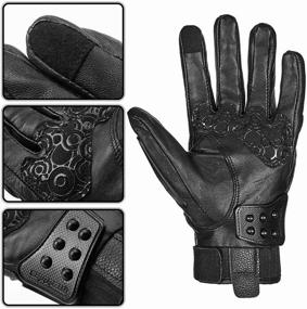 img 1 attached to 🧤 ILM Alloy Steel Leather Hard Knuckle Touchscreen Gloves: Ultimate Protection for Motorcycle Racing & Powersports (M, (Leather) Black)