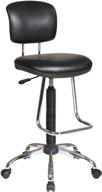 comfortable and versatile: office star pneumatic drafting chair with casters and chrome teardrop footrest - vinyl stool and back логотип