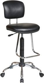 img 3 attached to Comfortable and Versatile: Office Star Pneumatic Drafting Chair with Casters and Chrome Teardrop Footrest - Vinyl Stool and Back