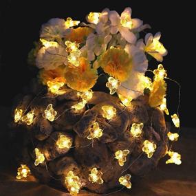 img 1 attached to HDNICEZM HoneyBee Decorative String Lights: 14.1 Ft, 40 LED, Battery Powered, Silver Copper Wire, Springtime Theme Fairy Lights - Perfect for Indoor/Outdoor Decoration Projects (Warm White, Remote Control with Time)