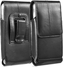 img 4 attached to 📱 Suily Cell Phone Belt Holster Waist Pouch - Universal Leather Flip Cover Case for iPhone 6 Plus/7 Plus/8 Plus Samsung Android Phones (Black)