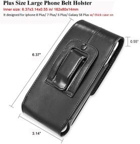img 2 attached to 📱 Suily Cell Phone Belt Holster Waist Pouch - Universal Leather Flip Cover Case for iPhone 6 Plus/7 Plus/8 Plus Samsung Android Phones (Black)