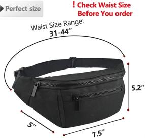 img 2 attached to 👜 Black Fanny Pack Belt Bag for Men and Women - Crossbody Waist Bag for Travel, Walking, Running, Hiking, and Cycling - Conveniently Fits Any Phone and Wallet