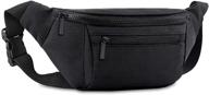 👜 black fanny pack belt bag for men and women - crossbody waist bag for travel, walking, running, hiking, and cycling - conveniently fits any phone and wallet logo