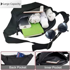 img 1 attached to 👜 Black Fanny Pack Belt Bag for Men and Women - Crossbody Waist Bag for Travel, Walking, Running, Hiking, and Cycling - Conveniently Fits Any Phone and Wallet