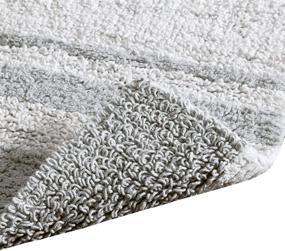 img 2 attached to 🛀 Grey Reversible Cotton Bath Rug by Madison Park - 20(W)&#34; x 30(L)&#34; - Striped Pattern - Water Absorbent - Fast Drying - Bath Mats - Fluffy Feel - Stylish &amp; Sophisticated Design