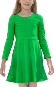 img 2 attached to 👗 Timeshow Girl's Long Sleeve Peter Pan Collar Swing Dress with Pockets - Casual T-Shirt & Party Dress