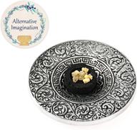 🧘 tibetan plate incense holder: premium bundle with recycled aluminum & frankincense resin - includes 10 charcoal logo