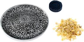 img 2 attached to 🧘 Tibetan Plate Incense Holder: Premium Bundle with Recycled Aluminum & Frankincense Resin - Includes 10 Charcoal