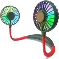 🌀 portable hand free neck fan: usb rechargeable, strong dual wind head, lower noise, 360 degree, 3 speeds, 7 led colors, aromatherapy - ideal for travel, outdoor activities, and office use (olive green) логотип