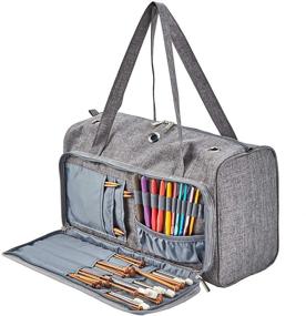 img 3 attached to 👜 HOMEST Portable Knitting Tote Bag: Organize Yarn and Accessories with 3 Oversized Grommets | Grey (Patent Pending)