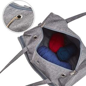img 1 attached to 👜 HOMEST Portable Knitting Tote Bag: Organize Yarn and Accessories with 3 Oversized Grommets | Grey (Patent Pending)