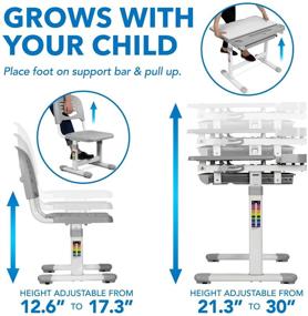 img 1 attached to 📚 Height Adjustable Kids Desk and Chair Set, Ergonomic Children's School Workstation with Storage Drawer - Grey