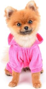 img 3 attached to 👑 SELMAI Dog Hoodies Jumpsuit: Rhinestone Crown Velvet Winter Pajamas for Small Dog Cat Puppy