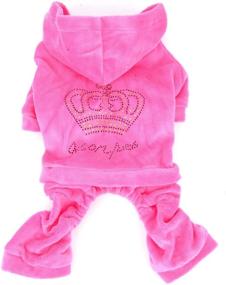 img 1 attached to 👑 SELMAI Dog Hoodies Jumpsuit: Rhinestone Crown Velvet Winter Pajamas for Small Dog Cat Puppy