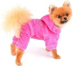 img 2 attached to 👑 SELMAI Dog Hoodies Jumpsuit: Rhinestone Crown Velvet Winter Pajamas for Small Dog Cat Puppy