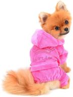 👑 selmai dog hoodies jumpsuit: rhinestone crown velvet winter pajamas for small dog cat puppy logo