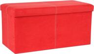 🔴 fhe 30” folding ottoman bench in red microsuede fabric: versatile storage, seating, and foot rest solution for family and guests logo