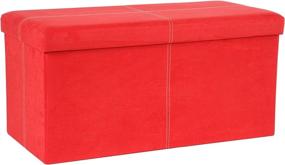 img 1 attached to 🔴 FHE 30” Folding Ottoman Bench in Red Microsuede Fabric: Versatile Storage, Seating, and Foot Rest Solution for Family and Guests