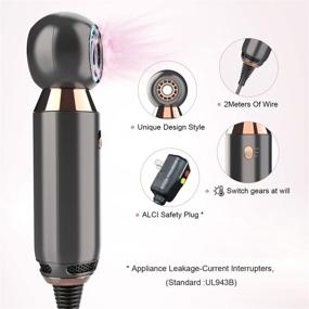 img 1 attached to 💨 800W Smart Hair Blow Dryer with Heat Control for Hair Protection - Lightweight Mini Blowdryer with High Airflow Volume, ALCI Safety Plug, Ideal for Home, Hotel, and Travel