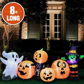 img 3 attached to 👻 Halloween Inflatable Yard Decoration: Joiedomi 8 ft Long Three Halloween Characters with Pumpkin Patch