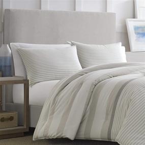 img 1 attached to 🛏️ Nautica Saybrook Collection: King Size 100% Cotton Cozy & Soft Bedding Set - Reversible Striped Comforter with Matching Shams in Breathable Beige