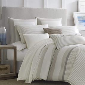 img 2 attached to 🛏️ Nautica Saybrook Collection: King Size 100% Cotton Cozy & Soft Bedding Set - Reversible Striped Comforter with Matching Shams in Breathable Beige