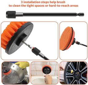 img 1 attached to 🧽 22-Piece Drill Brush Attachments Set with Scrub Pads & Sponge - Power Scrubber Brush for Cleaning Grout, Tiles, Sinks, Bathtub, Bathroom, Kitchen, plus Extend Long Attachment and Car Polishing Pad Kit