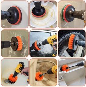 img 3 attached to 🧽 22-Piece Drill Brush Attachments Set with Scrub Pads & Sponge - Power Scrubber Brush for Cleaning Grout, Tiles, Sinks, Bathtub, Bathroom, Kitchen, plus Extend Long Attachment and Car Polishing Pad Kit