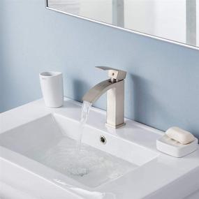 img 2 attached to 💧 Rectangular Brushed Waterfall Bathroom Faucet by Friho