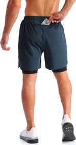 img 1 attached to Pudolla Men’s 2 in 1 Running Shorts - Quick Dry Gym Athletic Workout Shorts for Men with Phone Pockets (7 inch)