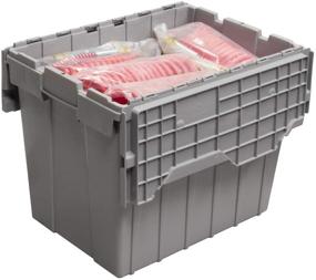 img 2 attached to 📦 Akro-Mils 39170 Grey Plastic Storage Tote with Attached Hinged Lid, 21" L x 15" W x 17" H, 3-Pack