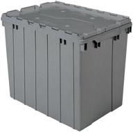 📦 akro-mils 39170 grey plastic storage tote with attached hinged lid, 21" l x 15" w x 17" h, 3-pack logo