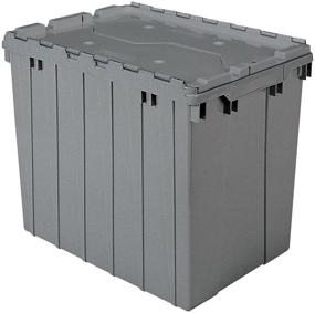 img 4 attached to 📦 Akro-Mils 39170 Grey Plastic Storage Tote with Attached Hinged Lid, 21" L x 15" W x 17" H, 3-Pack
