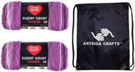 🧶 bundle: red heart super saver ombre purple knitting yarn - 2 skeins (same dyelot), e305-3968, including 1 artsiga crafts project bag logo