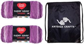 img 4 attached to 🧶 Bundle: Red Heart Super Saver Ombre Purple Knitting Yarn - 2 Skeins (Same Dyelot), E305-3968, Including 1 Artsiga Crafts Project Bag