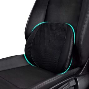 img 4 attached to LOOGOLD Lumbar Support Pillow for Car Drivers Seat with Adjustable Memory Foam Leather Cushion - Back Support, Improved Sitting Posture & Lower Back Pain Relief - Ideal for Car, Office Chair, Airplane (Black)