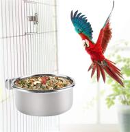 🦜 stainless steel doublewood 2 pack bird pet food &amp; water cups - coop cup feeding dish feeder for parrot macaw african greys budgies parakeet conure finch small animal cage bowl логотип