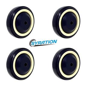 img 1 attached to 🛒 SY America 4-inch 4 Pack Polyurethane Shopping Cart Wheels - Stepped and Full Tread Face, Double Ball Bearing, 1000 lbs Capacity (Dark Blue Beige Stepped Face, Bore) - Pack of 4