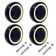 🛒 sy america 4-inch 4 pack polyurethane shopping cart wheels - stepped and full tread face, double ball bearing, 1000 lbs capacity (dark blue beige stepped face, bore) - pack of 4 logo