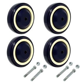 img 4 attached to 🛒 SY America 4-inch 4 Pack Polyurethane Shopping Cart Wheels - Stepped and Full Tread Face, Double Ball Bearing, 1000 lbs Capacity (Dark Blue Beige Stepped Face, Bore) - Pack of 4