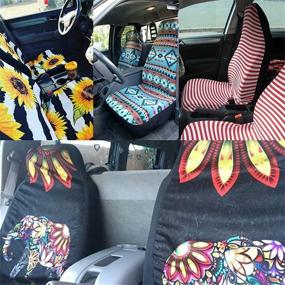 img 3 attached to Dolyues Sunflower Full Set Of 8 Pcs Car Seat Covers For Women Fashion Black Auto Accessories