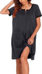 img 2 attached to 👗 Comfortable and Stylish Ekouaer Women's Short Sleeve Robe with Zipper Front and Pocket – Available in S-XXL
