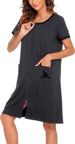 img 1 attached to 👗 Comfortable and Stylish Ekouaer Women's Short Sleeve Robe with Zipper Front and Pocket – Available in S-XXL