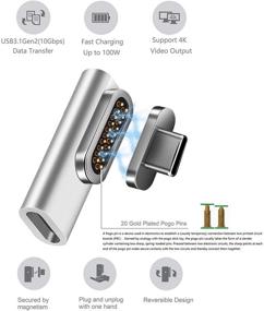 img 2 attached to 🔌 Магнитный адаптер USB C от HOGORE - конвертер MagSafe на USB C для MacBook (Pro), Dell XPS и других ноутбуков с разъемом Type C - Поддержка быстрой зарядки до 100 Вт, передачи данных до 10 Гбит/с и видео 4K - Элегантный серебристый дизайн.