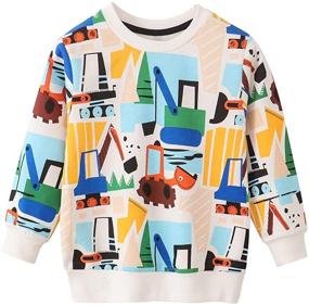 img 4 attached to 👕 Active Boys' Clothing: Cartoon Cotton Sleeve Sweatshirts for Toddlers