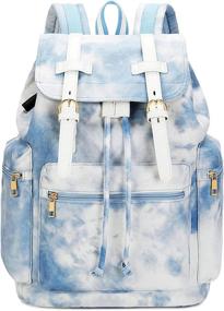 img 4 attached to BLUBOON Vintage Leather Rucksack Backpacks: Classic Style meets Durability