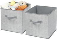 mdesign soft fabric closet storage organizer bin box - large, 2 pack - front 📦 handle, for cube furniture shelving units in bedroom, nursery, toy room - textured print - gray логотип